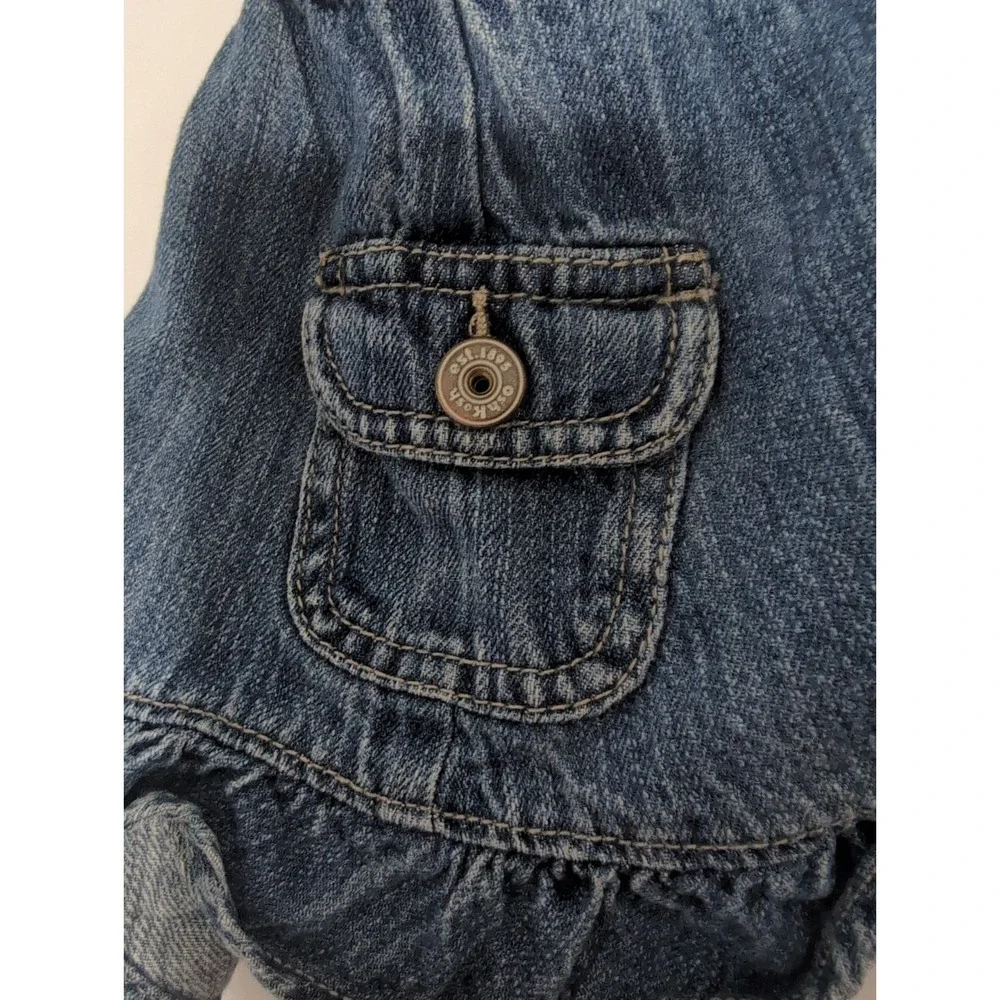 Vintage OshKosh Bgosh Girls Denim Skirt Ruffle 18 Months Blue Striped Y2K Rare